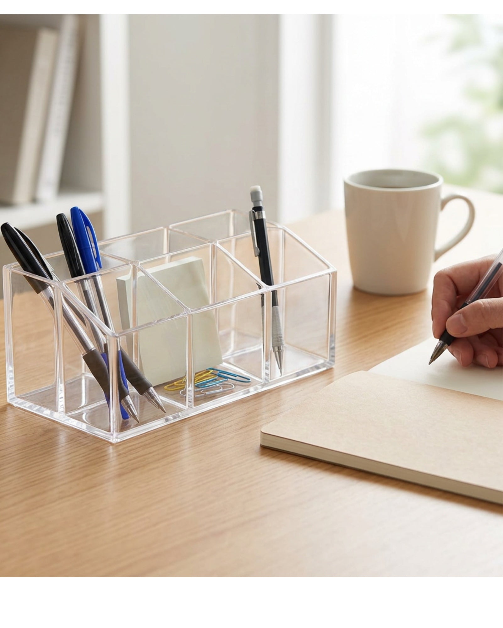 Zvka Clear Acrylic Desk Organizer 5 Compartments - Lifestyle view
