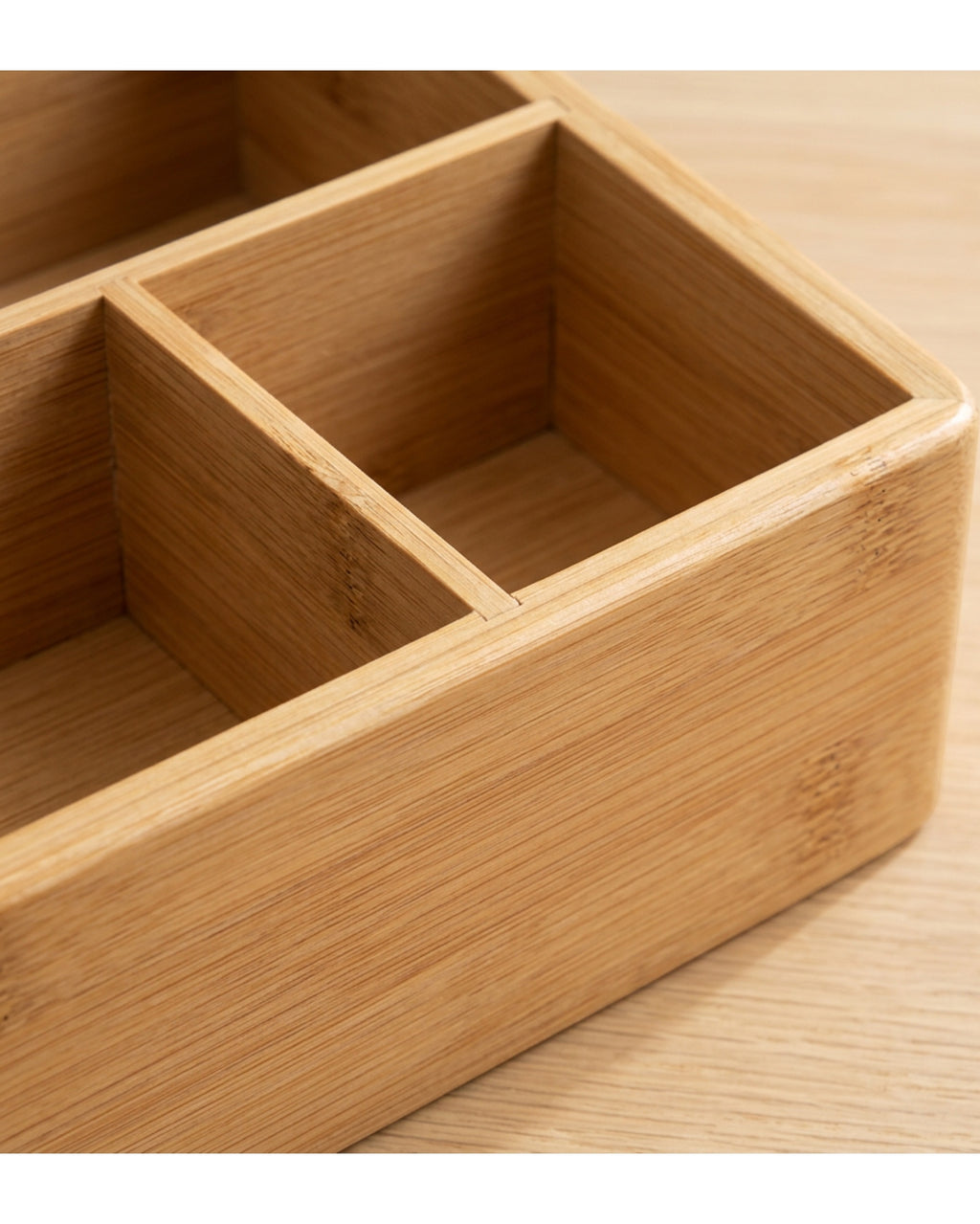 Zvka Bamboo Desktop Storage Box 4 Compartments Natural - Detail view