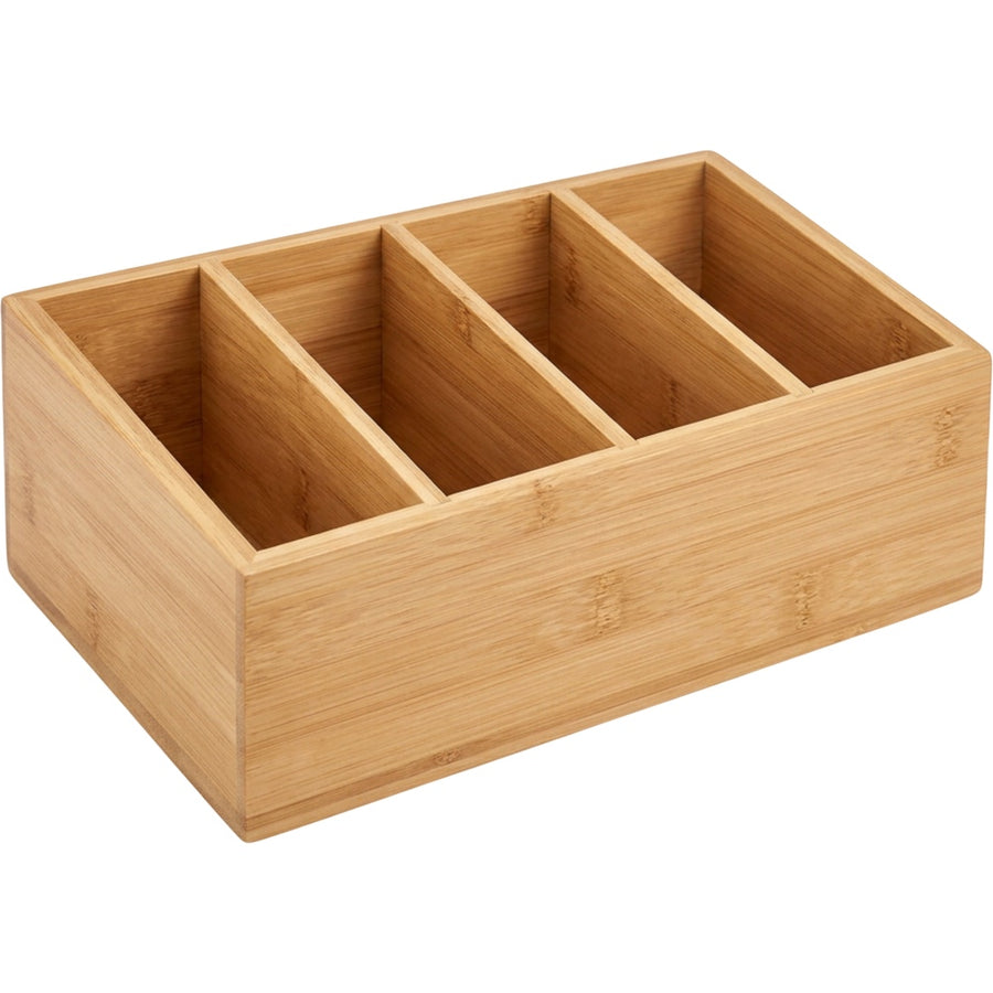 Zvka Bamboo Desktop Storage Box 4 Compartments Natural