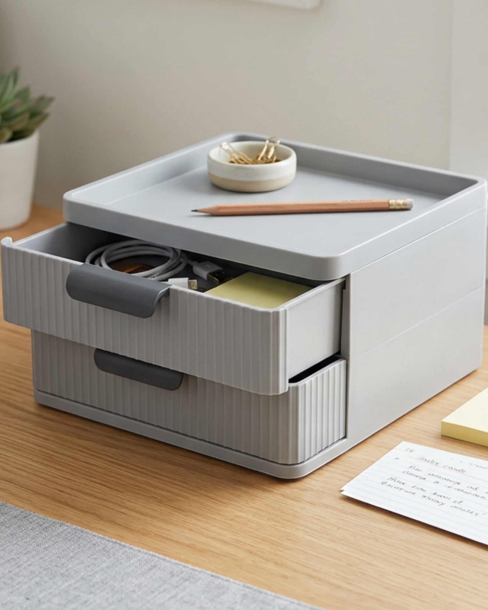 Zvka Modular Desktop Drawer Box 2 Drawers Gray - Lifestyle view