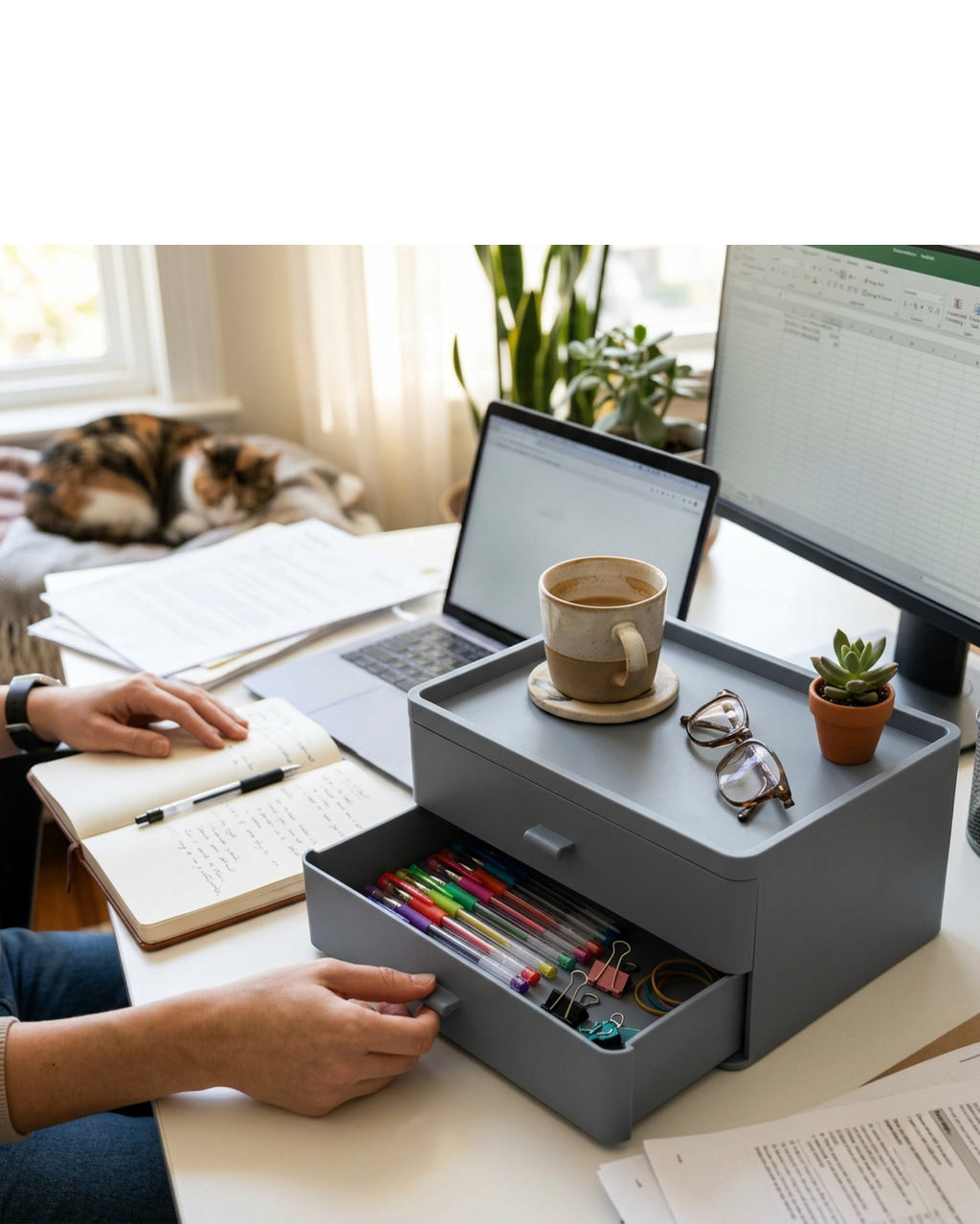 Zvka Small Drawer Desk Storage Box Smoke Gray